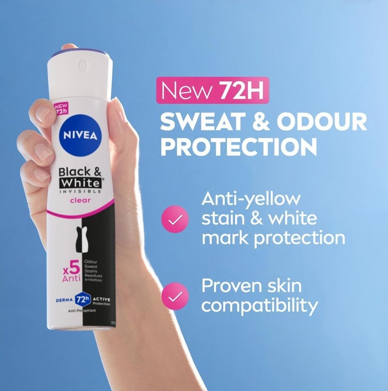 Nivea بخاخ مضاد للتعرق أسود وأبيض غير مرئي عبوة من 2 - Image 4